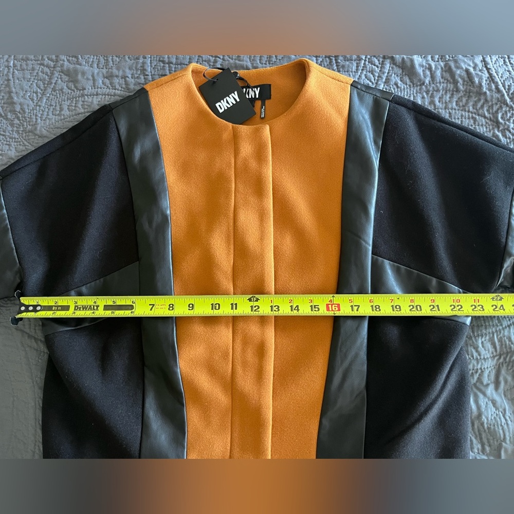 NWT DKNY Colorblock Faux Leather Stripe Jacket - Picture 12 of 14